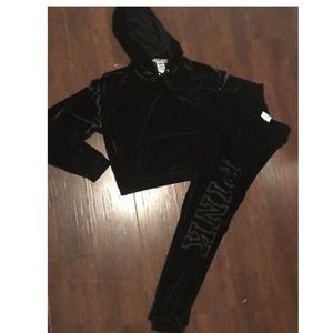 Black velvet pink outfit